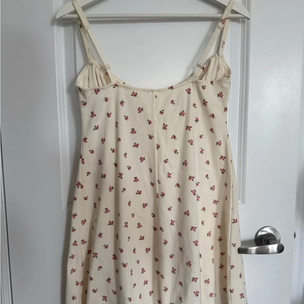 SKIMS NWOT Logo Pointelle Floral Cream Mini Dress - Picture 7 of 9